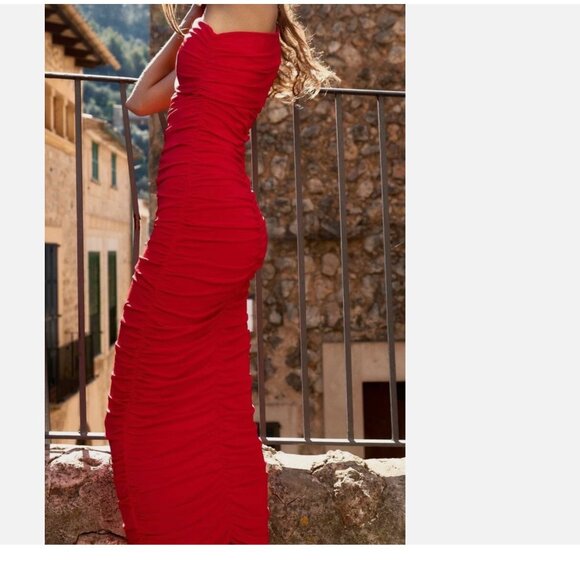 NWOT Zara ASYMMETRICAL KNIT DRAPED Ruched One Shoulder Bloggers Fave DRESS  Smal - Picture 4 of 11